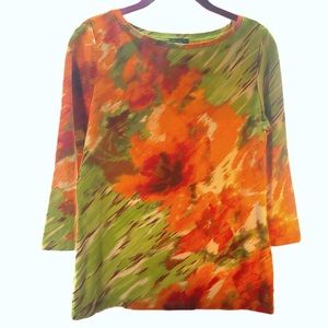 Talbots 🅝🅦🅞🅣 Multicolor Abstract Art Long Sleeve Tee Size S